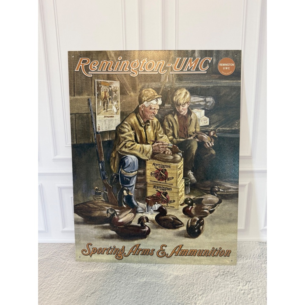 Remington-UMC Sporting Arms Ammunition Tin Sign Decoy Maker Vintage Style 929